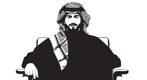 الاهتمام بالأناقة والمظهر الخارجي، رجل عربي خليجي سعودي يرتدي الشماغ والثوب التقليدي ينظر الى الكاميرا بإيماءات الثقة بالنفس والرجولة، خلفية بيضاء، فيكتور اليستريتور