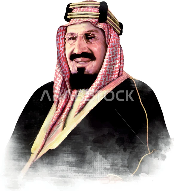 الملك سلمان بن عبد العزيز آل سعود، ، خادم الحرمين الشريفين في المملكة العربية السعودية، تصاميم ورسومات متنوعة، خلفية بيضاء، فيكتور اليستريتور