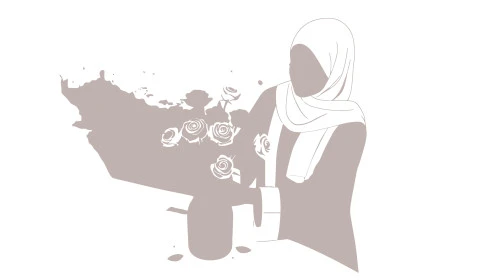 بيع وشراء الورود الطبيعية, تقديم الأزهار في المناسبات السعيدة, تنسيق باقات الزهور في الأعياد، الاناقة والاهتمام بالمظهر الخارجي, رسوم كرتونية لشخصية امرأة عربية خليجية سعودية محجبة ترتدي العباءة تحمل بيدها باقة ورد, خلفية بيضاء, فيكتور اليستريتور