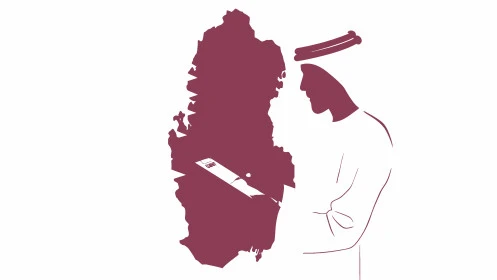 Browsing applications and communicating with family and friends, the concept of masculinity and self-confidence, an Arab Gulf Emirati man wearing a kandura and ghutra holding a mobile phone in his hand, elegance and interest in external appearance, white background, Illustrator vector