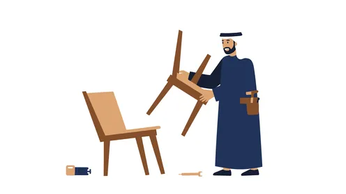 The concept of masculinity and self-confidence, an Arab Gulf Emirati man wearing a kandura and ghutra standing straight, elegance and interest in outward appearance, white background, vector illustrator
