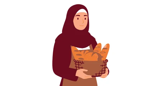 الاهتمام بالأناقة والمظهر الخارجي, مفهوم الأنوثة والنعومة, امرأة عربية خليجية سعودية محجبة ترتدي عباءة تقف باستقامة, خلفية بيضاء، فيكتور اليستريتور