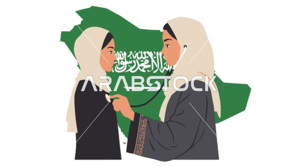 Concern for elegance and outward appearance, the concept of femininity and softness, a veiled Saudi Arabian Gulf woman wearing an abaya standing straight, white background, vector illustrator