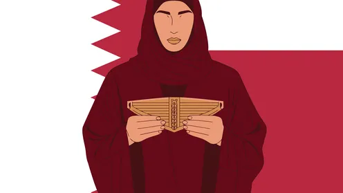 Concern for elegance and outward appearance, the concept of femininity and softness, a veiled Saudi Arabian Gulf woman wearing an abaya standing straight, white background, vector illustrator