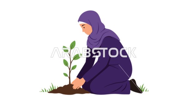 Concern for elegance and outward appearance, the concept of femininity and softness, a veiled Saudi Arabian Gulf woman wearing an abaya standing straight, white background, vector illustrator