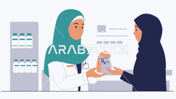 Concern for elegance and outward appearance, the concept of femininity and softness, a veiled Saudi Arabian Gulf woman wearing an abaya standing straight, white background, vector illustrator