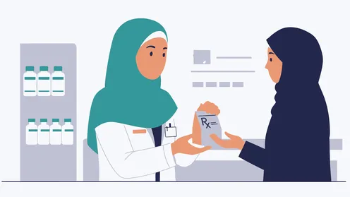 الاهتمام بالأناقة والمظهر الخارجي, مفهوم الأنوثة والنعومة, امرأة عربية خليجية سعودية محجبة ترتدي عباءة تقف باستقامة, خلفية بيضاء، فيكتور اليستريتور