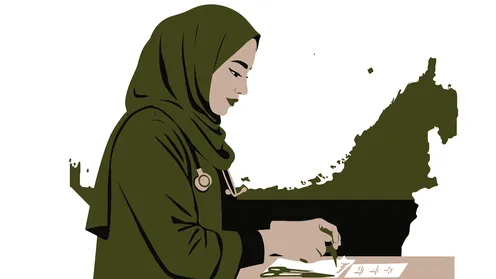 الاهتمام بالأناقة والمظهر الخارجي, مفهوم الأنوثة والنعومة, امرأة عربية خليجية سعودية محجبة ترتدي عباءة تقف باستقامة, خلفية بيضاء، فيكتور اليستريتور