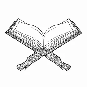 An illustration of an open book resting on a decorative stand, suitable for coloring or educational purposes, depicting knowledge and learning, isolated, decorative and occasions, with a white background, vector illustrator.