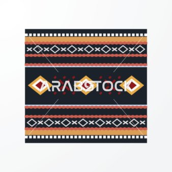 Traditional craft heritage art, authentic colored Arabic engravings in the Kingdom of Saudi Arabia, Najdi Saudi popular heritage for Sadu decoration, vector illustrator.