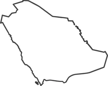 Vector drawing in black line forming a map of Saudi Arabia, map of the Kingdom of Saudi Arabia, isolated white background, vector illustrator.