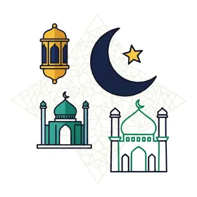 Illustrations of Arabic Islamic lanterns, religious holidays and occasions, design template for a collection of Ramadan lamps in different shapes, crescent of the blessed month of Ramadan, Ramadan decorations and ornaments, white background, vector illustrator.
