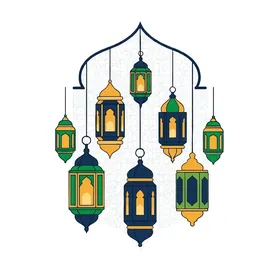Illustrations of Arabic Islamic lanterns, religious holidays and occasions, design template for a collection of Ramadan lamps in different shapes, crescent of the blessed month of Ramadan, Ramadan decorations and ornaments, white background, vector illustrator.