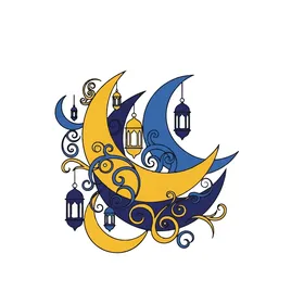 Illustrations of Arabic Islamic lanterns, religious holidays and occasions, design template for a collection of Ramadan lamps in different shapes, crescent of the blessed month of Ramadan, Ramadan decorations and ornaments, white background, vector illustrator.