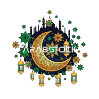 Illustrations of Arabic Islamic lanterns, religious holidays and occasions, design template for a collection of Ramadan lamps in different shapes, crescent of the blessed month of Ramadan, Ramadan decorations and ornaments, white background, vector illustrator.
