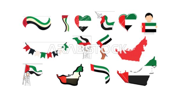 UAE Flag Day, November 3, vector design of the UAE flag on a white background, national occasions and holidays, vector illustrator.