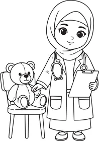 فيكتور سكيتش لطبيبة أطفال كرتونية لطيفة للتلوين، مهن و وظائف ، فيكتور اليستريتور