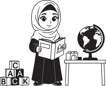 فيكتور سكيتش لمعلمة روضة أطفال كرتونية أحادية اللون، مهن و وظائف ، فيكتور اليستريتور