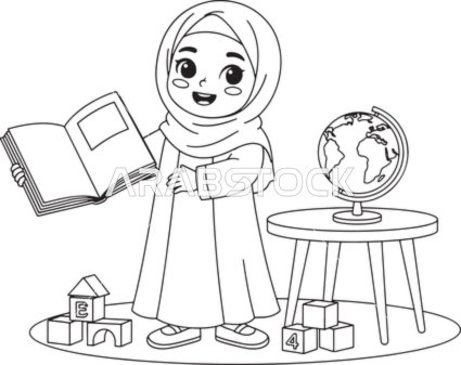 Vector sketch of a cute cartoon kindergarten teacher for coloring, professions and jobs, vector illustrator.