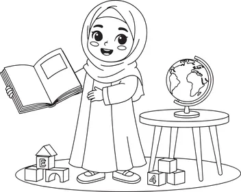 Vector sketch of a cute cartoon kindergarten teacher for coloring, professions and jobs, vector illustrator.