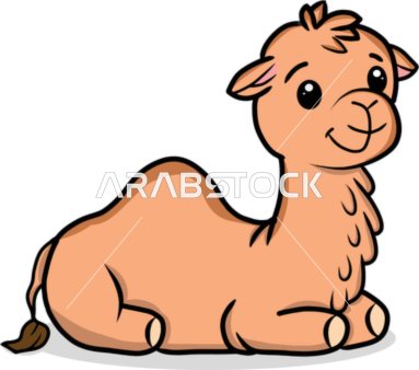 Cartoon animal designs, cartoon vector of a camel in Saudi Arabia, a mammal at rest sitting, for children's books and educational materials, vector illustrator.