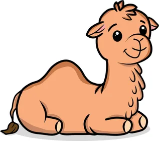 Cartoon animal designs, cartoon vector of a camel in Saudi Arabia, a mammal at rest sitting, for children's books and educational materials, vector illustrator.