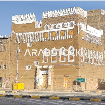 Heritage buildings, castles, and forts in the Kingdom of Saudi Arabia, illustrations and designs of ancient buildings in the south, historical archaeological tourist sites and landmarks, vector illustrator.