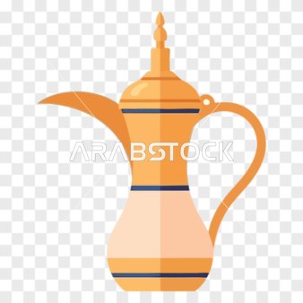 Vector design of an elegant golden Arabic coffee pot, a symbol of generosity, hospitality, and authentic traditions, Illustrator vector.