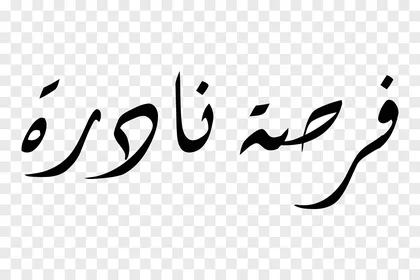 Value and opportunity presented, vector design of a manuscript, elegant Arabic calligraphy art of the phrase "Rare Opportunity" in dark black color with a contemporary fluid design, vector illustrator.