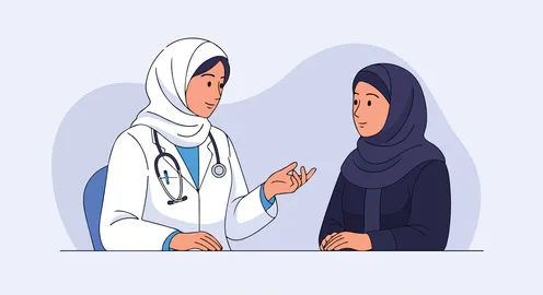 Vector illustration of a compassionate doctor providing a medical consultation to a patient, enhancing trust and understanding in a healthcare environment, vector illustrator.