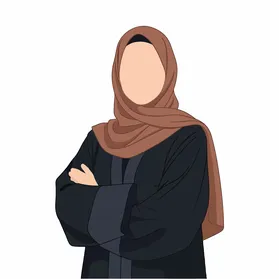 Vector illustration of a Saudi Gulf Arab woman wearing an abaya and hijab, representing modesty and high elegance, with attention to external appearance, vector illustrator.
