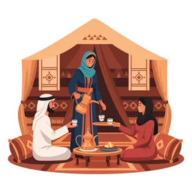 الضيافة العربية التقليدية: مشاركة الشاي والثقافة في الخيمة