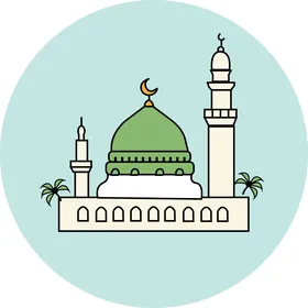 قالب وايقونة للمسجد النبوي الشريف , أماكن دينية مقدسة, تصميم أيقونة المسجد العربي, رسومات اسلامية متنوعة, خلفية بيضاء, فيكتور اليستريتور