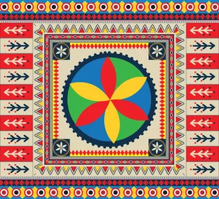 فيكتور لتصميم نجدي أصيل مستوحى من طبيعة وسط السعودية، يتضمن النخيل وأشعة الشمس والجبال. نمط تراثي يُستخدم في الأبواب والأزياء ،رمز الترحيب والأصالة، فيكتور اليستريتور