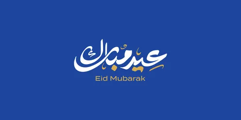 Design templates for congratulating the arrival of Eid, phrases and calligraphy in Arabic, Islamic religious occasions and holidays, the art of authentic Arabic calligraphy, a manuscript of "Eid Mubarak" in Arabic calligraphy, blue background, vector illustrator.