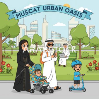 التسلية والترفيه في الحدائق والمنتزهات، عائلة عربية خليجية اماراتية يقومون بنزهة في الهواء الطلق، قضاء وقت ممتع ومسلي مع الاسرة