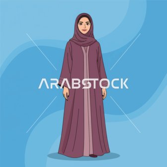 The concept of elegance and attention to appearance, a stylish Saudi Gulf Arab woman in a hijab wearing a traditional abaya, wearing modest clothing.