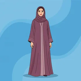The concept of elegance and attention to appearance, a stylish Saudi Gulf Arab woman in a hijab wearing a traditional abaya, wearing modest clothing.
