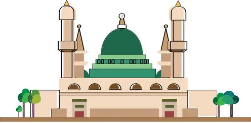 The concept of worship and drawing closer to Allah Almighty, the artistic architectural engineering of building mosques in the Kingdom of Saudi Arabia, vector for a mosque building, sacred Islamic places, white background, vector illustrator.