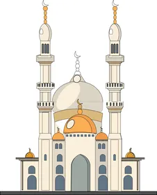 The concept of worship and drawing closer to Allah Almighty, the artistic architectural engineering of building mosques in the Kingdom of Saudi Arabia, vector for a mosque building, sacred Islamic places, white background, vector illustrator.