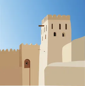 Heritage buildings, castles, and forts in the Kingdom of Saudi Arabia, ancient historical houses, illustrations and designs of archaeological buildings in the village of Rijal Almaa in the city of Asir, vector illustrator.