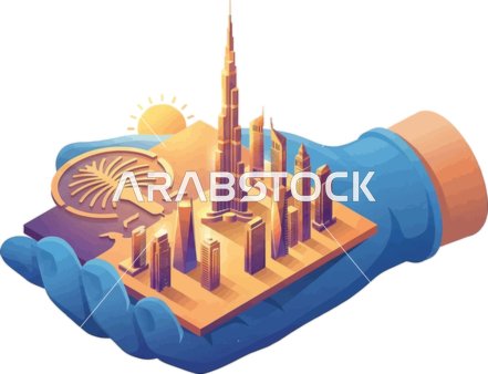 النمو والتطور العمراني، أماكن ومعالم سياحية مشهورة، الأبراج وناطحات السحاب، ايزومترك لبرج خليفة في مدينة دبي، الفن الهندسي المعماري للمباني والمنشآت في الإمارات العربية المتحدة، خلفية بيضاء، فيكتور اليستريتور