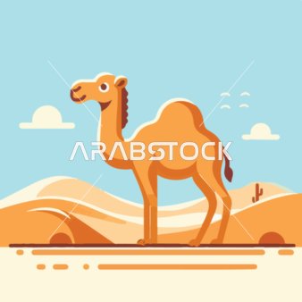 Ancient means of transportation in the Kingdom of Saudi Arabia, an illustration of the ship of the desert, the concept of caring for and taking care of mammals and the camel, vector illustrator.