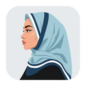 الانوثة والنعومة , الاناقة والاهتمام بالمظهر الخارجي, مفهوم الحياء والحشمة، امرأة عربيه خليجية سعودية ترتدي العباءه والحجاب مع مكياج لافت للنظر تنظر بتعابير الثقة بالنفس ، فيكتور اليستريتور