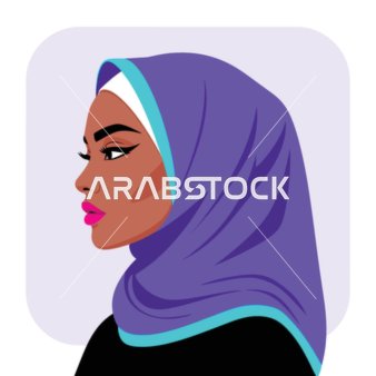 الانوثة والنعومة , الاناقة والاهتمام بالمظهر الخارجي, مفهوم الحياء والحشمة، امرأة عربيه خليجية سعودية ترتدي العباءه والحجاب مع مكياج لافت للنظر تنظر بتعابير الثقة بالنفس ، فيكتور اليستريتور