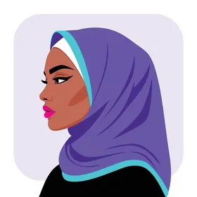 الانوثة والنعومة , الاناقة والاهتمام بالمظهر الخارجي, مفهوم الحياء والحشمة، امرأة عربيه خليجية سعودية ترتدي العباءه والحجاب مع مكياج لافت للنظر تنظر بتعابير الثقة بالنفس ، فيكتور اليستريتور