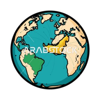 رسم توضيحي لخريطة العالم لدول الشرق الأوسط ،  تسليط الضوء على الإمارات العربية المتحدة, خلفية بيضاء, فيكتور اليستريتور