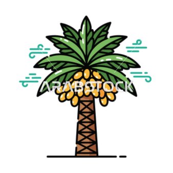Vector icon, illustrative image of a palm tree, palm trees, plants, palm leaves, stormy sky, vector illustrator.