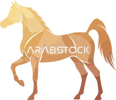فيكتور رسم توضيحي ، فرس ذهبي ، خيل عربي اصيل ، الرشاقة والقوة في شكل فني مميز،فيكتور اليسترتيور