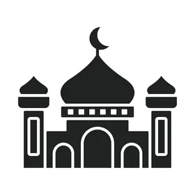 Islamic Ramadan decorations and designs, a design of a mosque building in black on a white background, the concept of worship and drawing closer to God, prayer in the mosque, vector illustrator.